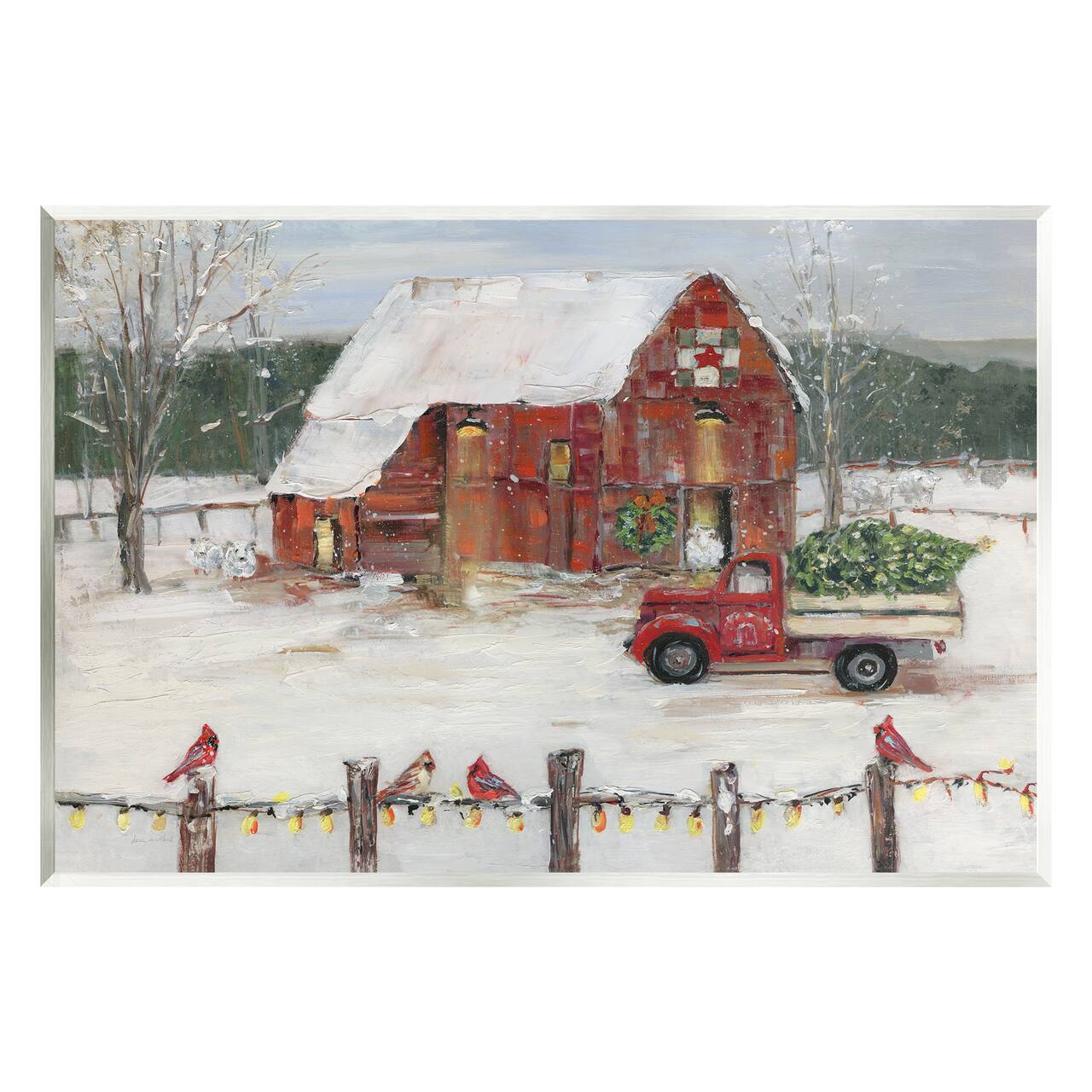 Stupell Industries Holiday Barn Winter Scene Wall Plaque Art